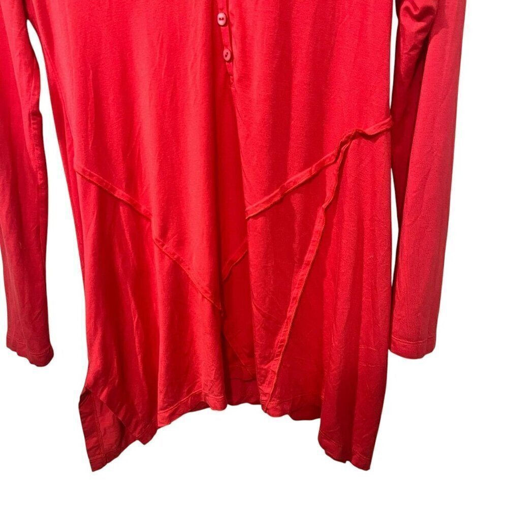 Soft Surroundings coral Long Sleeve Tunic Top Button Detail Asymmetrical Hem XS - Picture 2 of 7